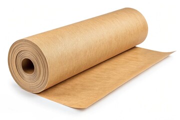 Fototapeta premium roll of brown packaging paper isolated on white background