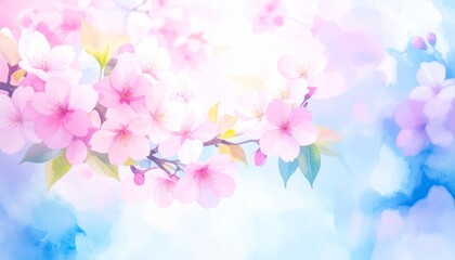 Fototapeta premium Painting Cherry blossoms - Japanese cherry - Sakura floral in soft color over blurred nature background