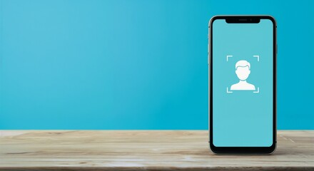 Smartphone displaying identity verification on a blue background  