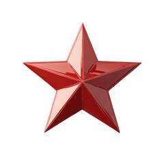Obraz premium A glossy red star with five points isolated against a solid black background in a digital rendering