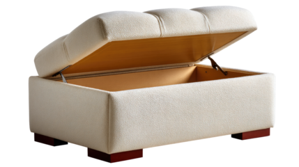 Storage Ottoman: A sleek and modern storage ottoman with a tufted top, offering both comfort and functionality in a stylish and practical design. This ottoman can be used as a footrest.