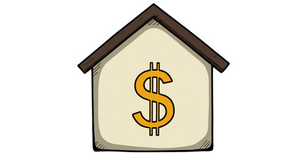 Obraz premium Colorful cartoon house with a dollar sign