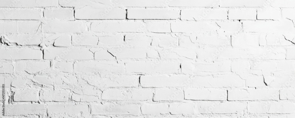 Poster A high-resolution image showcasing a textured white brick wall, ideal for backgrounds or design projects. The bricks exhibit subtle variations in tone and texture, adding visual intere : Generative AI