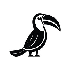 Simple vector illustration of a black and white toucan bird isolated on white background for various uses