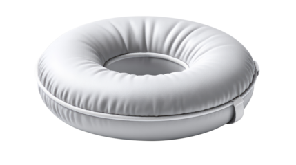 Donut Cushion: A minimalist and clean shot of a white donut cushion, showcasing its soft, plush texture and functional design, perfect for comfort and support.