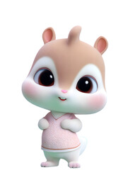Naklejka premium Adorable cartoon squirrel character design cute 3d render illustration happy smiling animal on transparent background