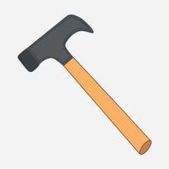 Hammer with Wooden Handle Illustration