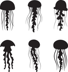 Glowing Jellyfish Underwater Vector

Jellyfish Silhouette Floating in the Deep

Minimalist Ocean Jellyfish Line Art

Elegant Jellyfish in Motion Design

Deep Sea Jellyfish Scene Silhouette
