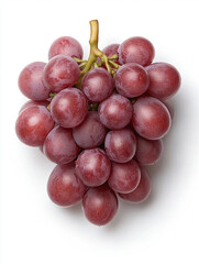 Fototapeta premium A cluster of purple grapes with soft shadows, isolated on white