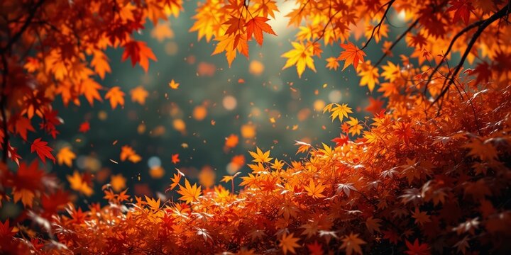 AI-Generated Fall Foliage Background with Blank Space