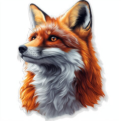 Red Fox Portrait: Majestic red fox with intense amber eyes, lush fur, and alert expression.  The image showcases the animal's beauty and wild nature. 