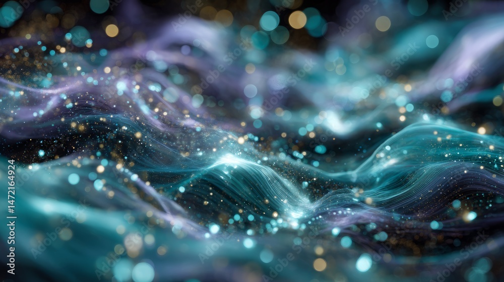 Poster abstract glowing wave pattern with bokeh effect for modern background use