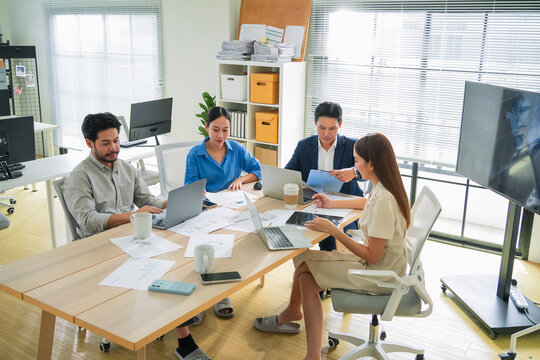 Modern startup founders present bold business ideas office, focusing on innovation, agile thinking, digital strategy, and launching creative new ventures Gen Z entrepreneurs developing new startup  - Powered by Adobe