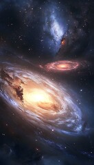 Obraz premium Dramatic Collision of Spiral Galaxies