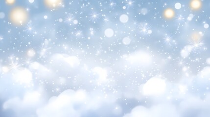 Fototapeta premium Magical Winter Sky Background Sparkling Stars and Clouds