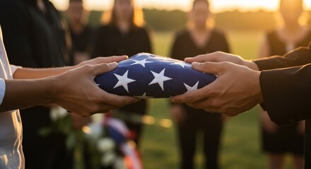 Passing the flag during a funeral ceremony.