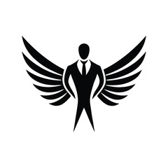 Conceptual business person with winged design symbolizing success freedom and achievement in a modern aesthetic