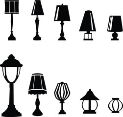 set of lamps sillhouette 