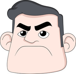 Angry Cartoon Man Face with Serious Expression