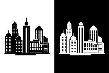 Fototapeta premium Architecture Silhouette Icon Bold Building Vector in B&W.