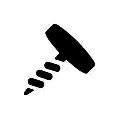 Illustration of a black auger with a handle and a drill bit on a white background in a simple style design