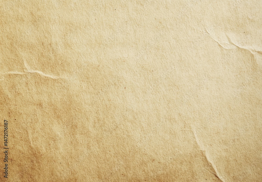 Poster a textured image of aged, beige paper with subtle wrinkles and creases, showing a vintage, antique a