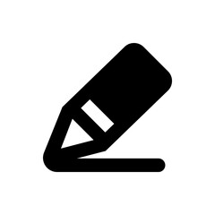 Illustration of a black edit icon with a rectangular body and a triangular tip on a white background