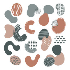 Modern Abstract Organic Shape Vector Collection – Hand Drawn Minimal Boho Doodle Elements with Neutral Pastel Color Blobs, Brush Strokes, and Texture Patterns for Branding and Design