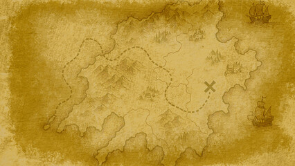 中世ファンタジー風・冒険地図イラスト素材   © Pens'K