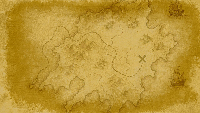 中世ファンタジー風・冒険地図イラスト素材

