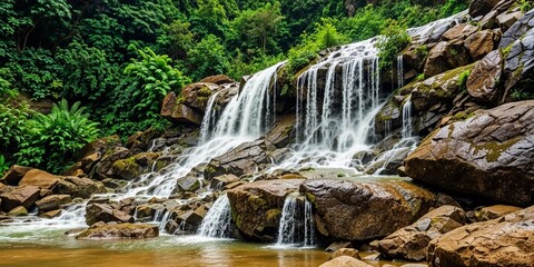 Obraz premium Cat Cat Village Waterfall, Sapa, Vietnam - Silver Cascade