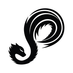 Fototapeta premium Elegant stylized black and white dragon illustration depicting a mythical creature against a clean background