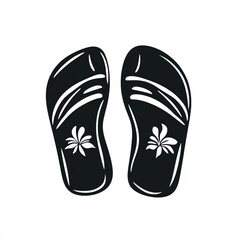 Silhouette flip-flops, black color only, vector style, simple design, white background, icon symbol for game
