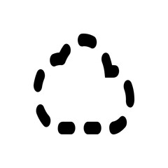 Black abstract shapes arranged in a circular pattern against a white background creating a simple design element