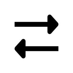 Illustration of two horizontal arrows pointing in opposite directions on a white background plain view