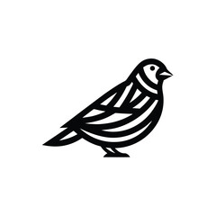 Simple minimalist black and white bird logo design isolated on a white background representing nature