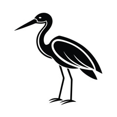 Elegant black and white silhouette of a standing heron depicting nature and wildlife concepts