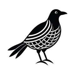 Stylized black bird silhouette featuring decorative wing patterns suitable for design elements and illustration
