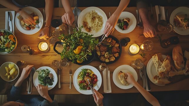 Family enjoying a homemade meal around a table to focus on spending more time together