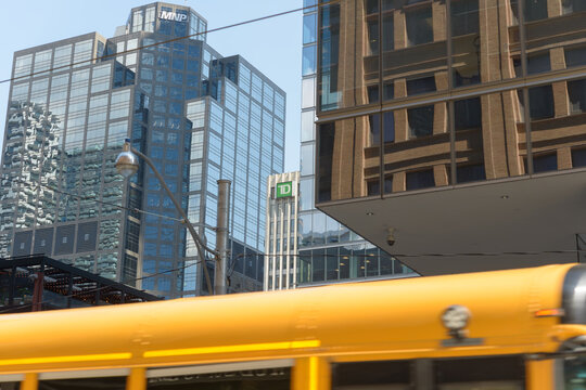 exterior of modern office buildings in downtown Toronto (MNP LLP is a Canadian accounting, tax, and business consulting firm; TD is a bank)