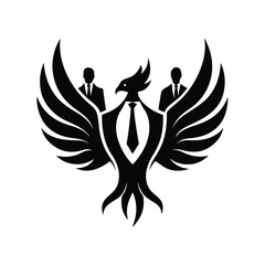 Abstract vector illustration of a phoenix symbol representing business professionals and corporate success