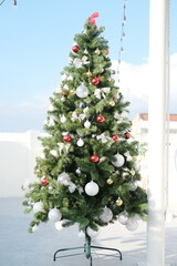 A Christmas tree with many ornaments on it