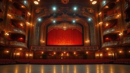 Grand theater interior with opulent stage and seating.