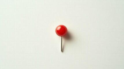 Red Round Thumbtack on White Background