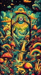 Fantasy psychedelic landscape illustration