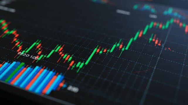 Dynamic stock market chart with fluctuating data and financial analysis