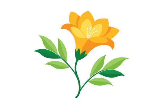 freesia with leaf vector illustration on white background