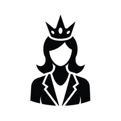 Elegant businesswoman with crown icon representing success and leadership in professional contexts