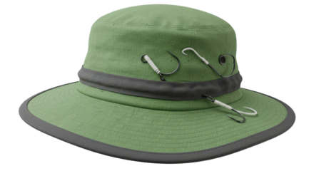 Isolated Fishing Hat with Hooks