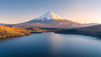 Fototapeta premium Majestic Fuji with Autumn Lake.